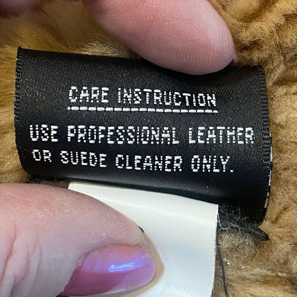 Vintage Nicole Miller Suede Leather Faux Shearling Long Coat Tan Y2K Women’s M - Picture 6 of 14